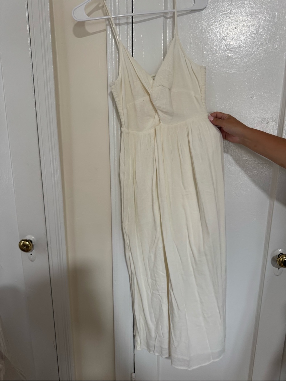 aerie Cream Spaghetti-Strap Midi Dress